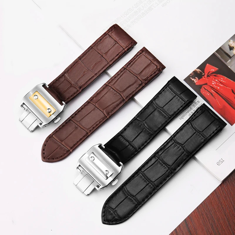Cartier Watch Santos - Da Bò Cao Cấp Dây Đeo