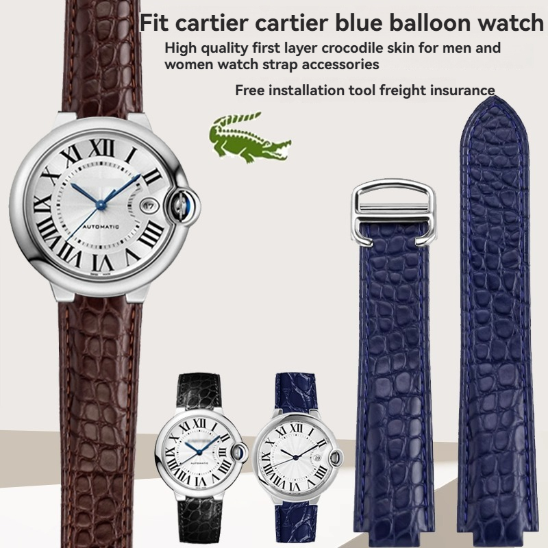 Crocodile leather watch strap  - đánh giá và giá Cartier Watch Ballon Bleu